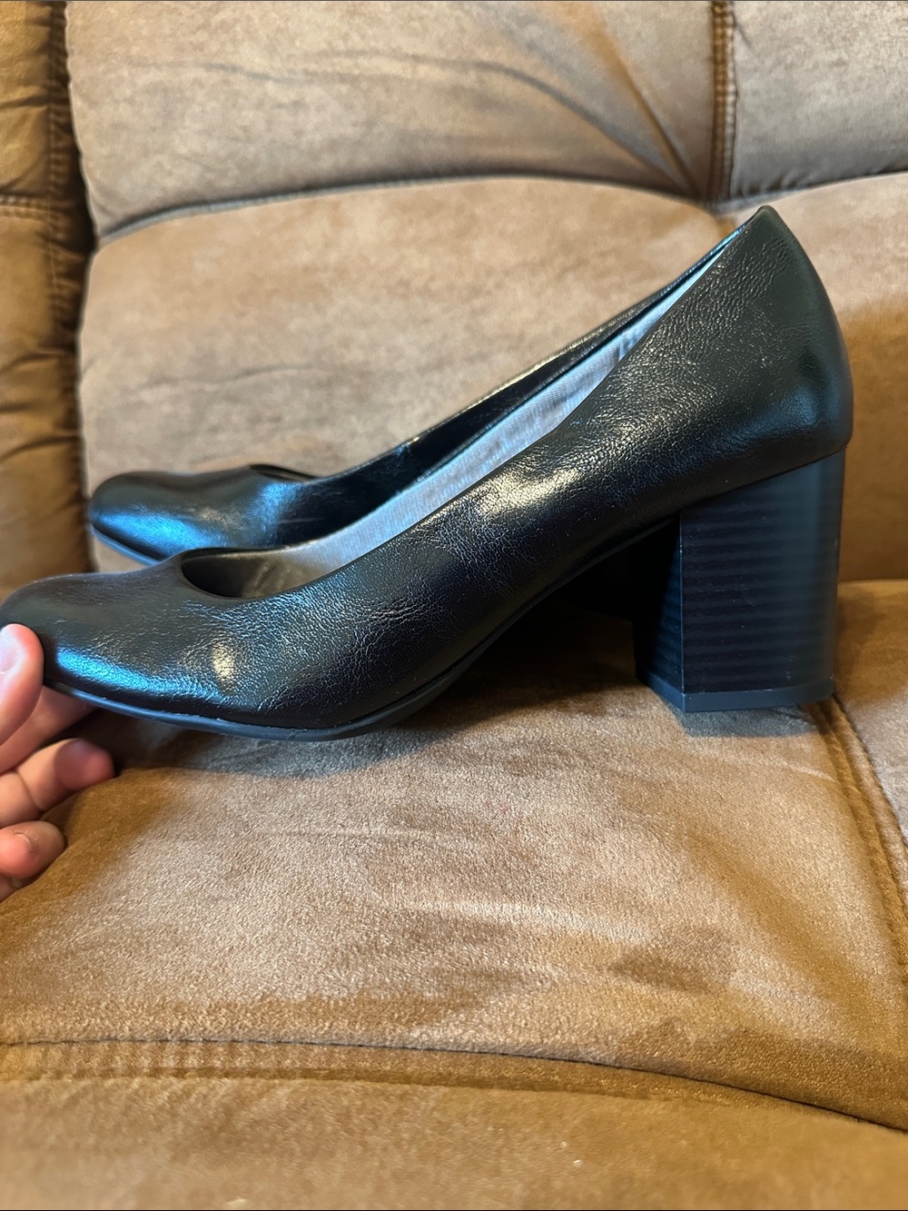 Classic Black Block Heel Pumps - Women's